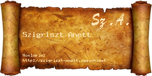 Szigriszt Anett névjegykártya
